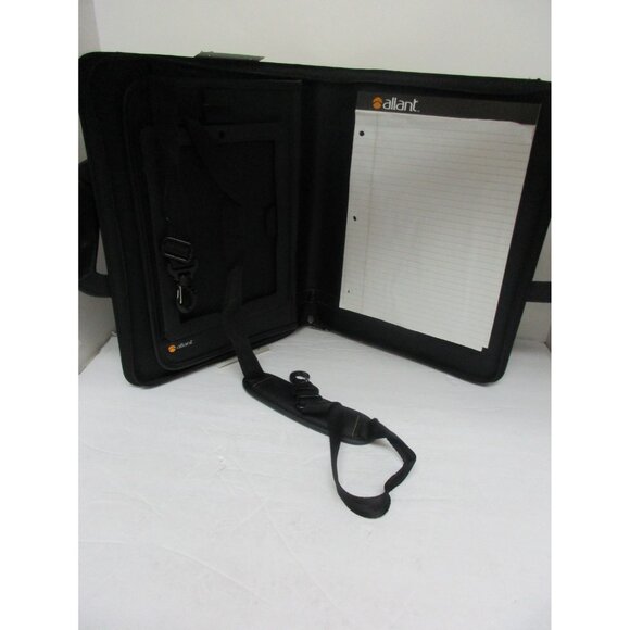 Allant Milano Leather Padfolio With Strap & Tablet Holder Black Organizer New - Picture 2 of 3
